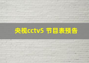 央视cctv5 节目表预告